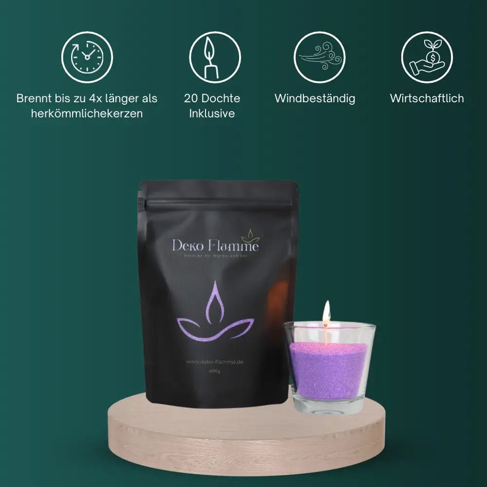 Kerzensand mit Duft - Lavendel 400g - Inkl. 20 Dochte