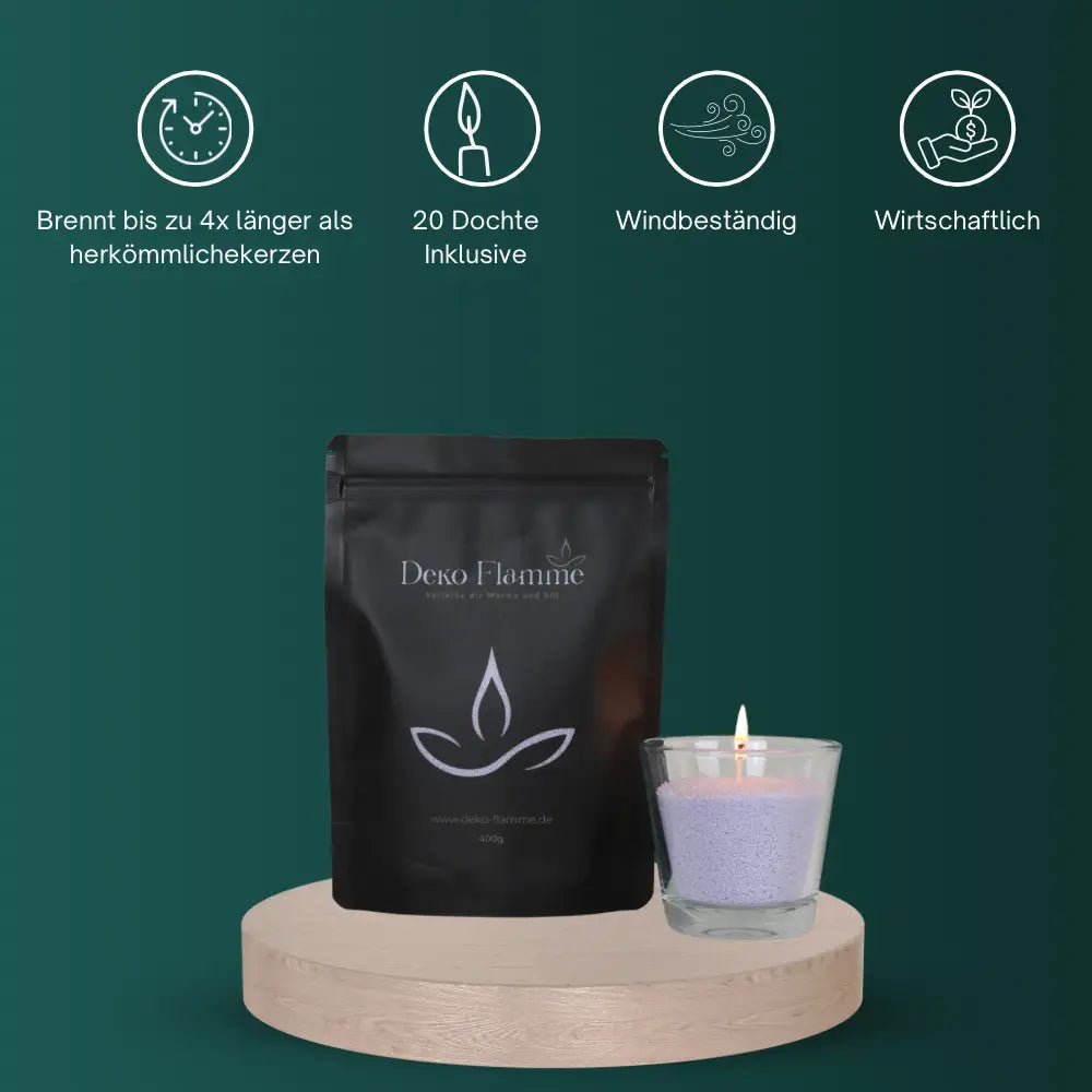 Kerzensand ohne Duft - Flieder 400g - Inkl. 20 Dochte