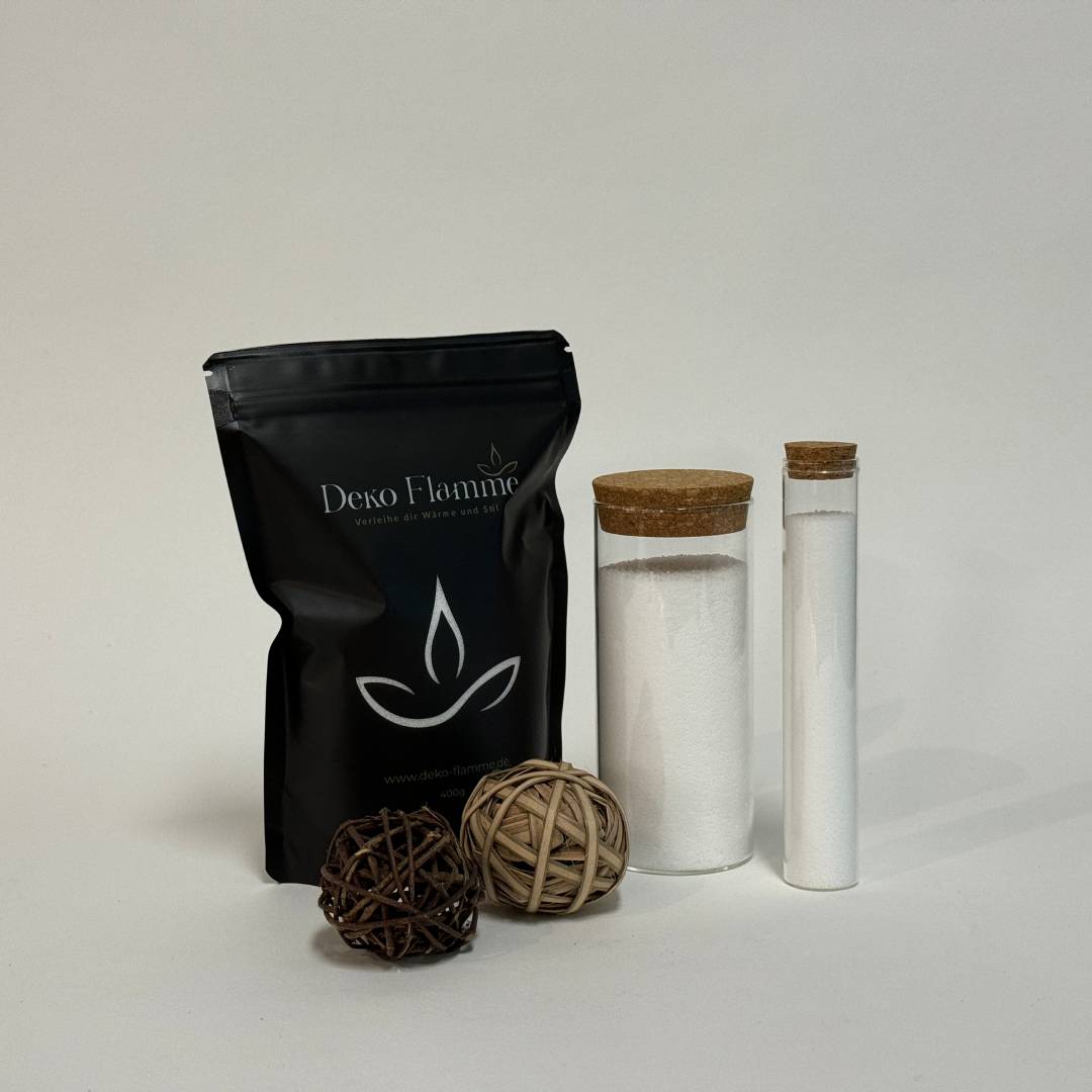 Kerzensand ohne Duft - Weiß 400g - Inkl. 20 Dochte