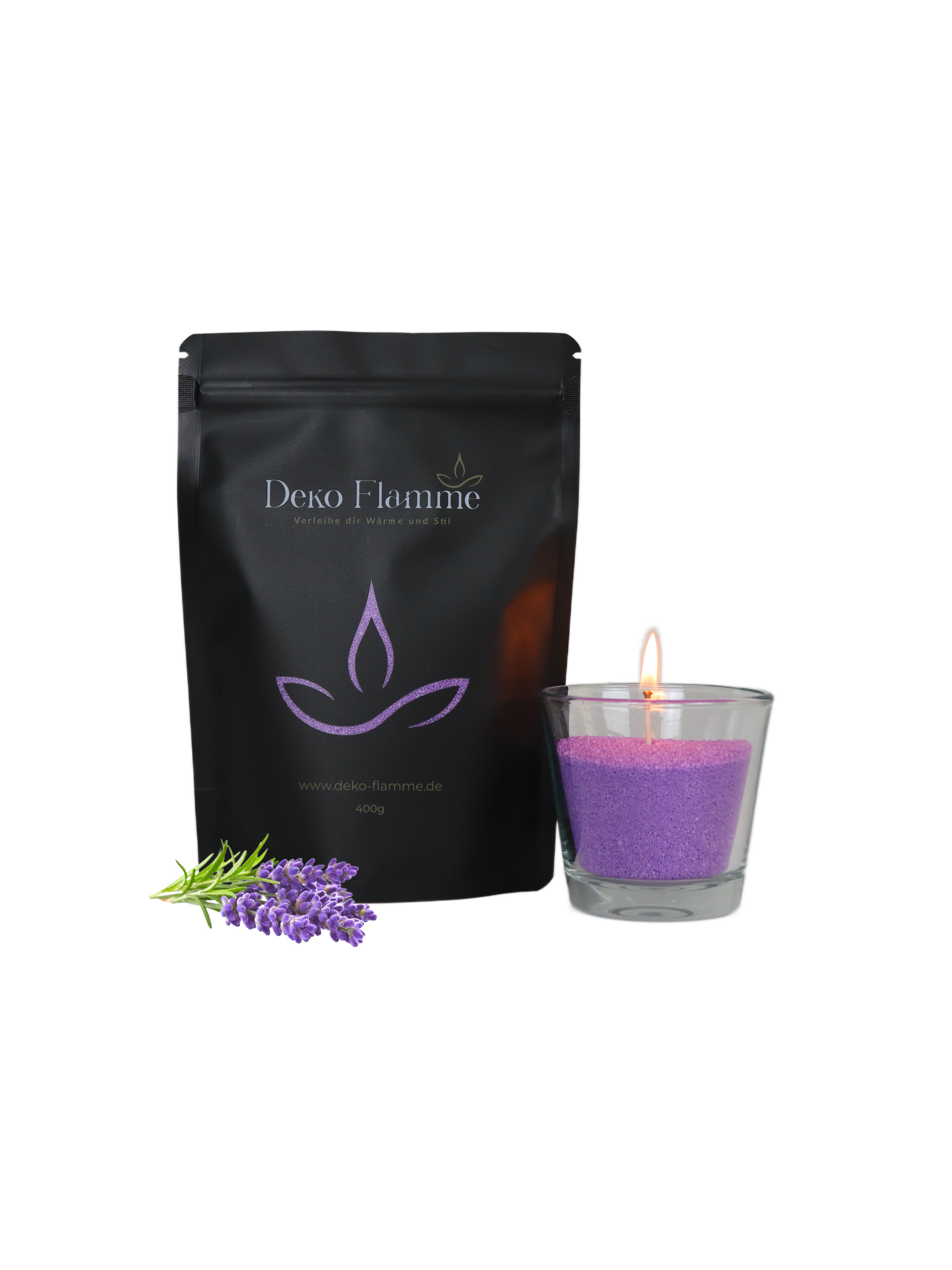 Kerzensand mit Duft - Lavendel 400g - Inkl. 20 Dochte