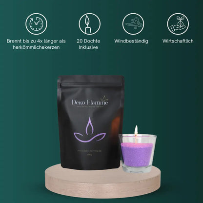 Kerzensand mit Duft - Lavendel 400g - Inkl. 20 Dochte